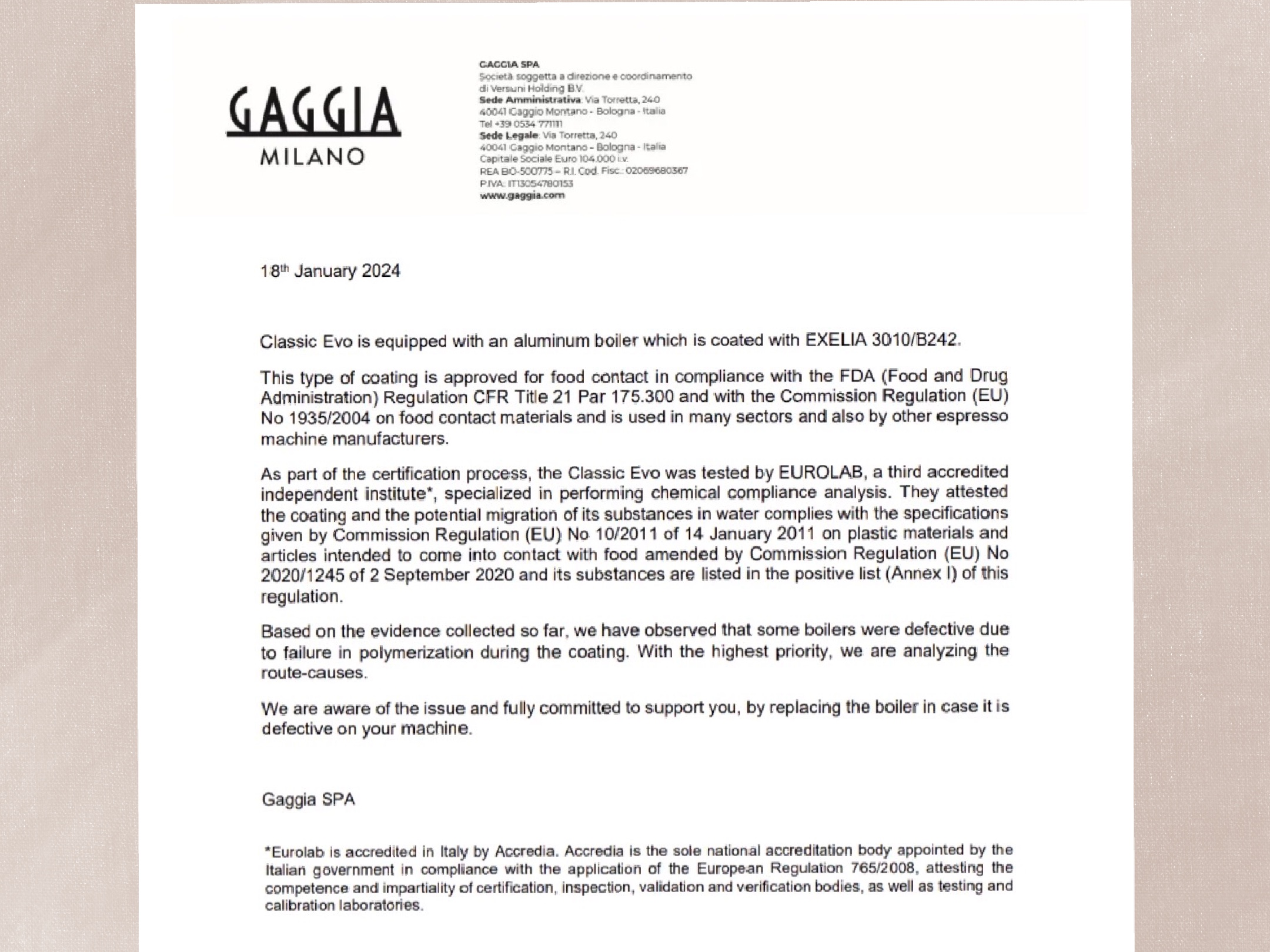 Gaggia Classic Pro Evo Response 2024
